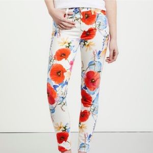 7 For All Mankind poppy print skinny jeans